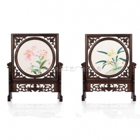 廣繡《雙面插架》（蘭花、百合）29x36cm